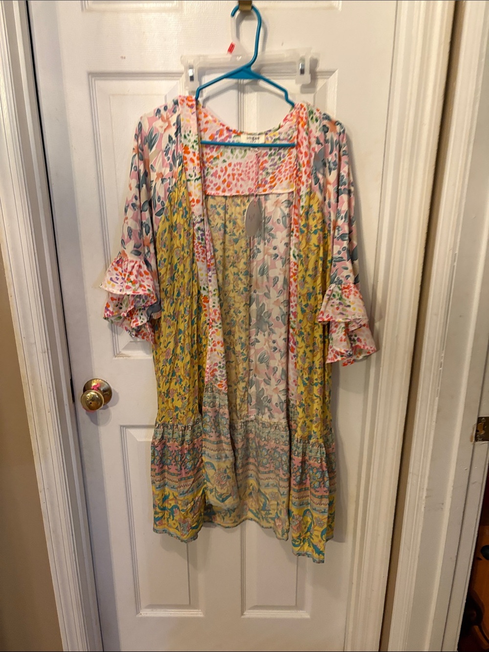 Umgee Mixed Floral Kimono in Yellow & Pink